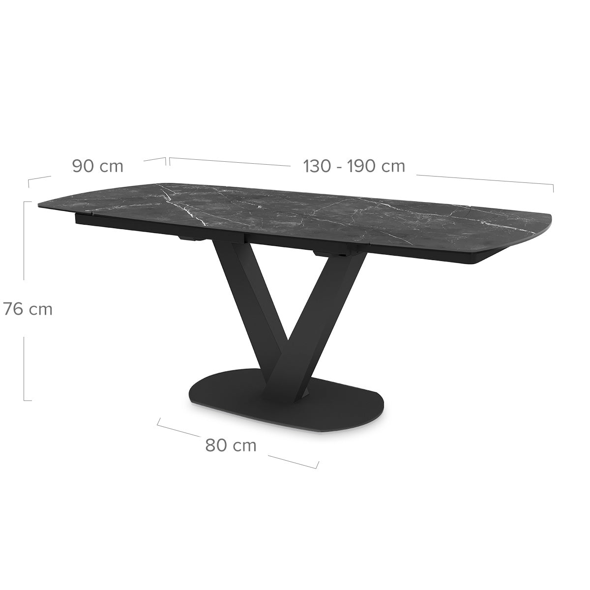 Verona 130-190cm Extending Dining Table Black