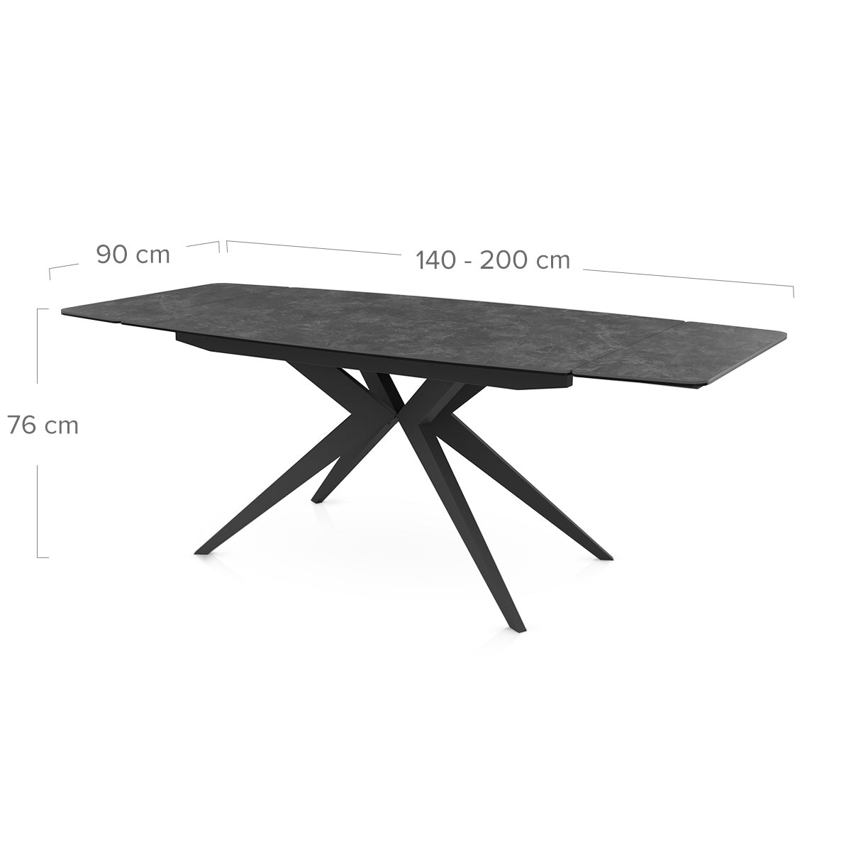 Venus 140-200cm Extending Dining Table Dark Grey
