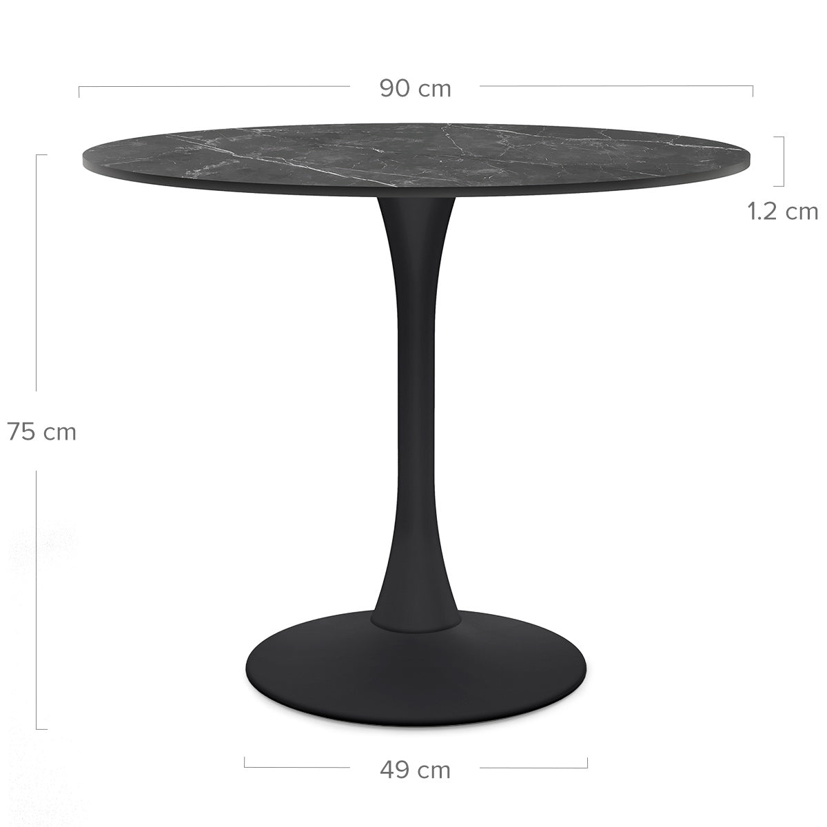 Poseidon 90cm Round Dining Table Black