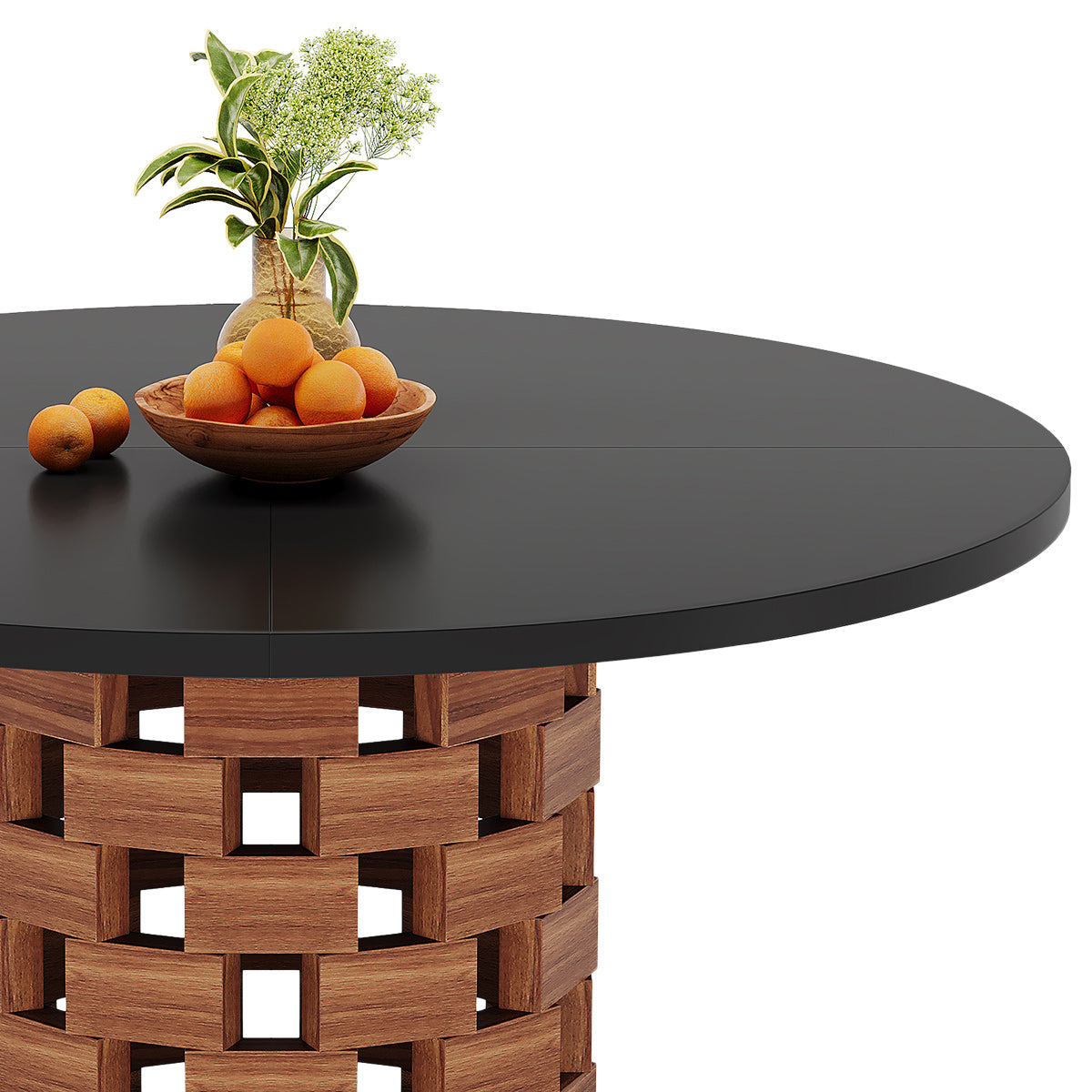 Clyde 120cm Round Dining Table Walnut & Black