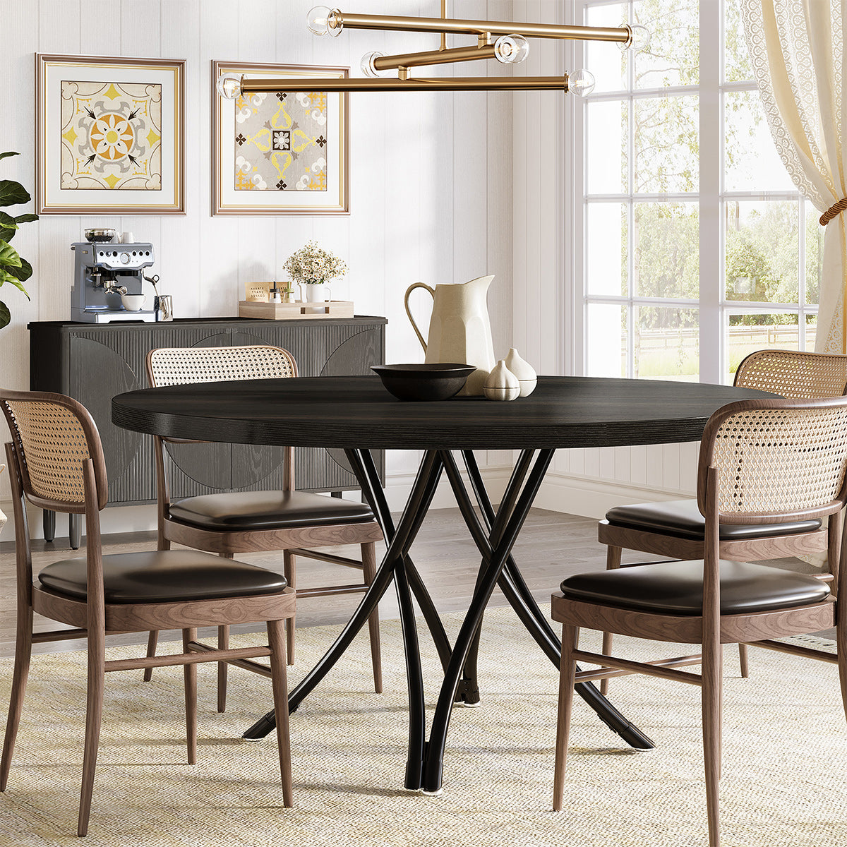 Tyne 120cm Round Dining Table Black