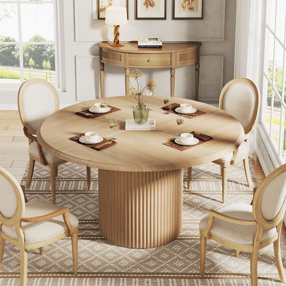 Thames 120cm Round Wooden Dining Table