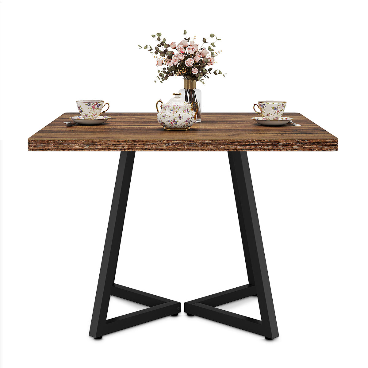 Rydal 80cm Square Dining Table Black & Walnut