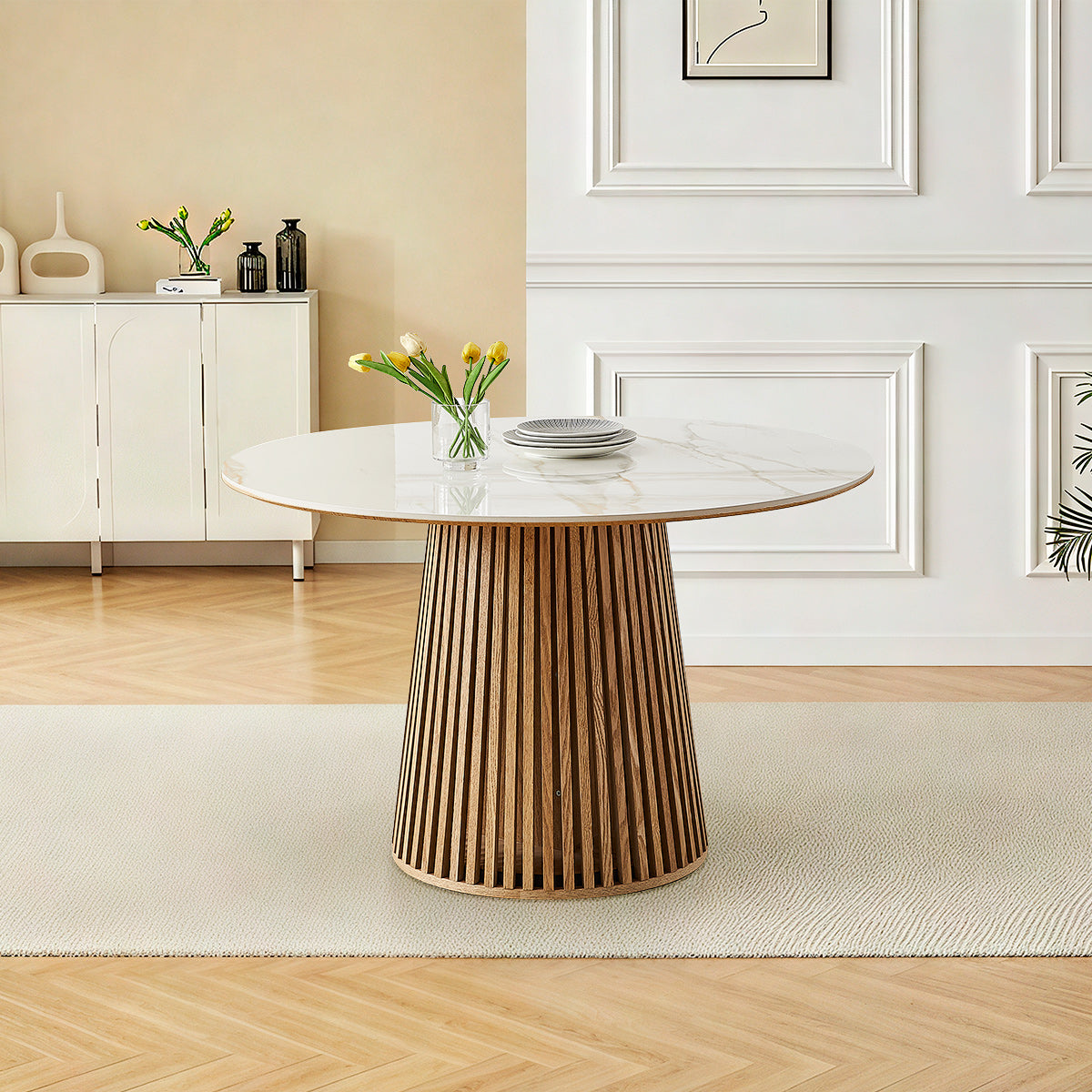 Cuba 120cm Round Dining Table Oak & White