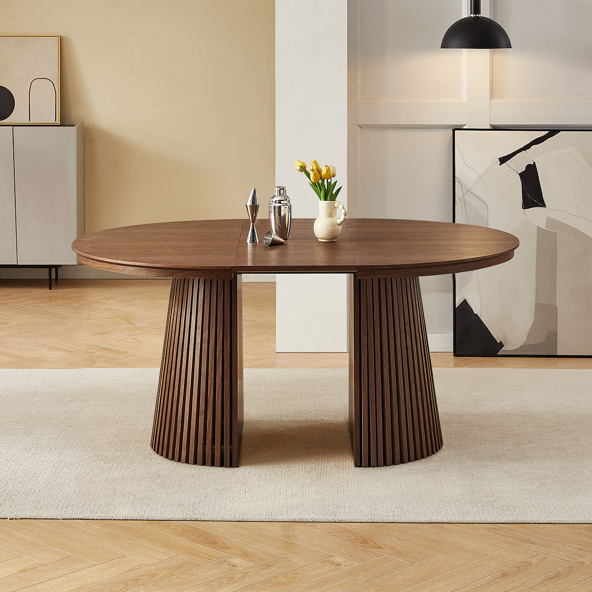 Loma 120-200cm Extending Oval Dining Table Walnut