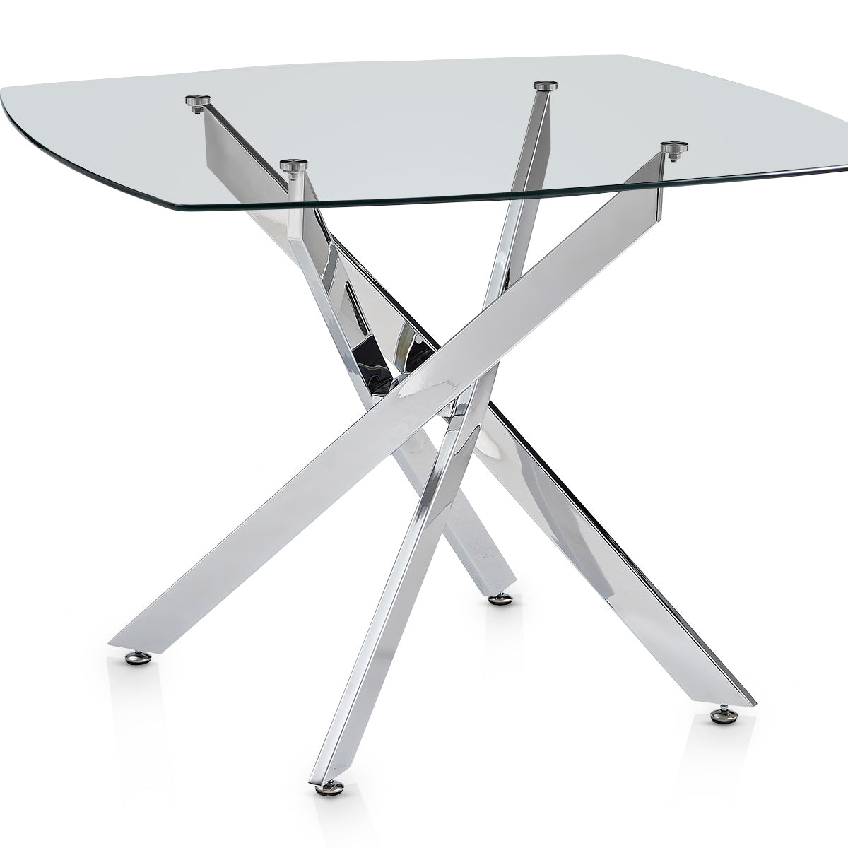 Echo 100cm Chrome Dining Table Glass