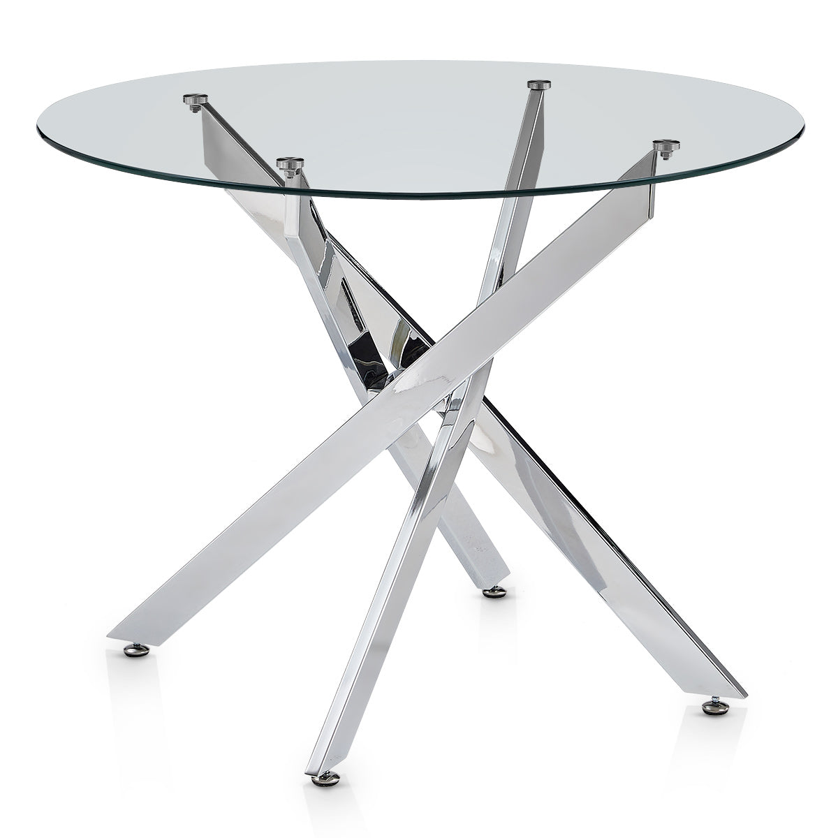Sola 100cm Chrome Dining Table Glass