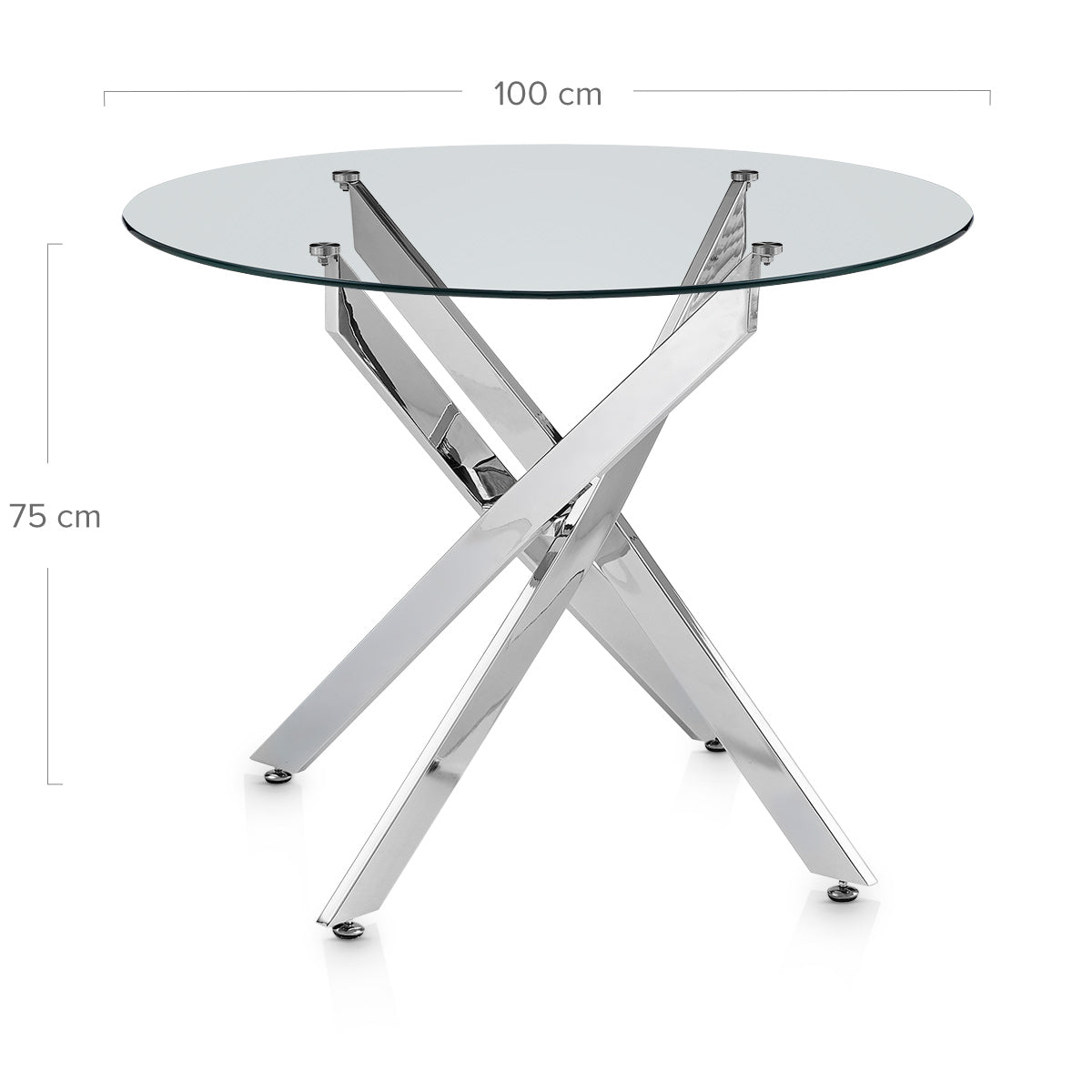 Sola 100cm Chrome Dining Table Glass