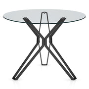 Hero 100cm Black Dining Table Round Glass