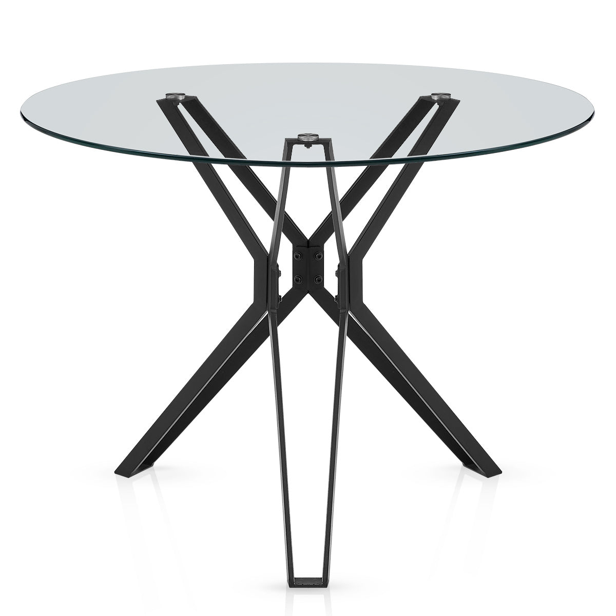 Hero 100cm Black Dining Table Round Glass