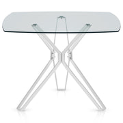 Deco 100cm White Dining Table Square Glass