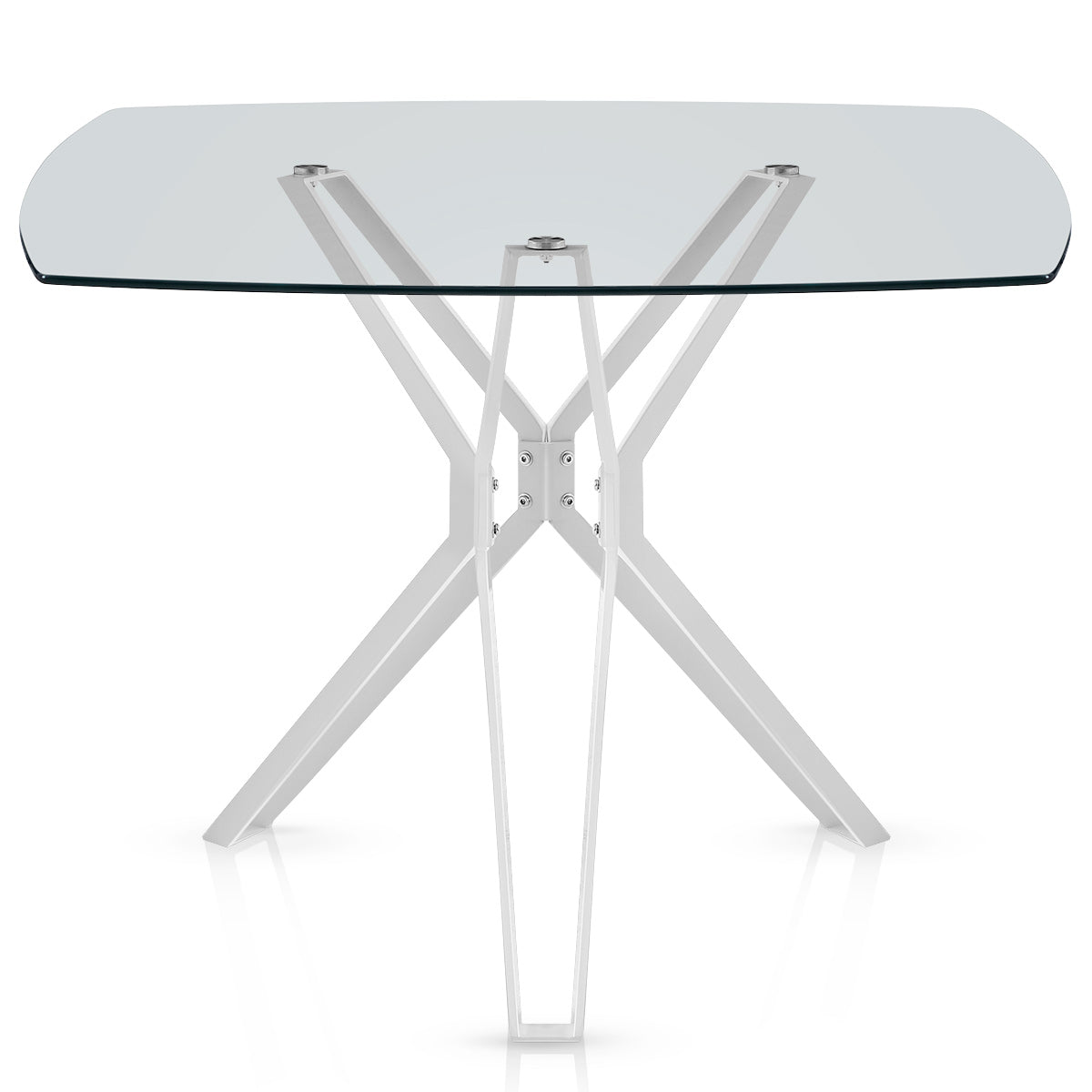 Deco 100cm White Dining Table Square Glass