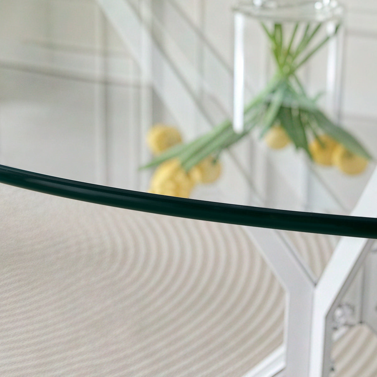 Deco 100cm White Dining Table Square Glass