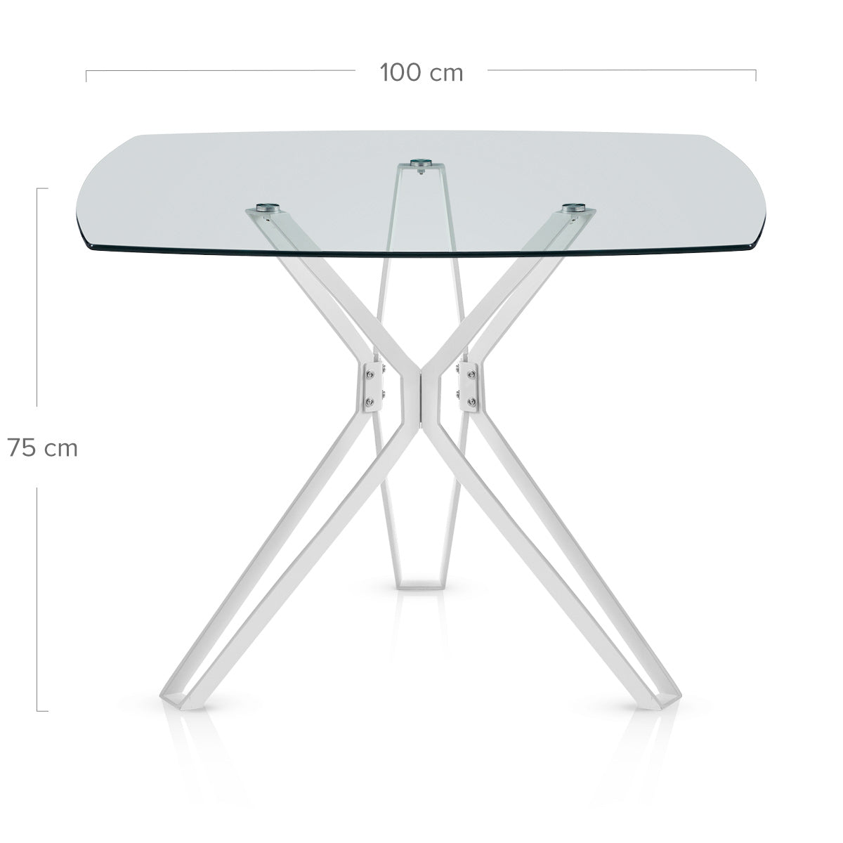 Deco 100cm White Dining Table Square Glass