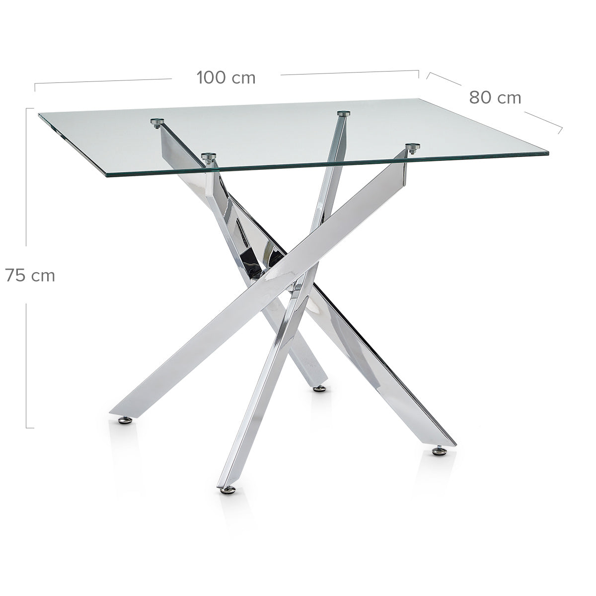 Jura 100cm Chrome Dining Table Glass