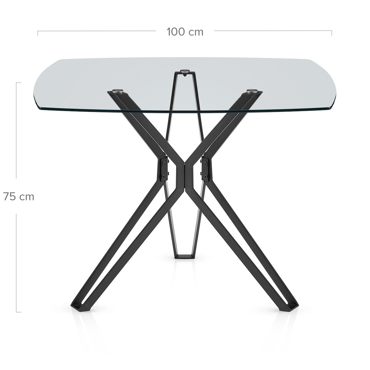 Hero 100cm Black Dining Table Square Glass