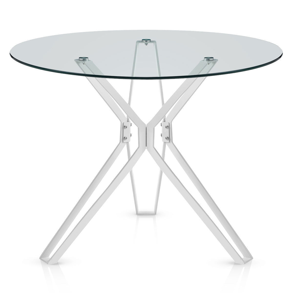 Deco 100cm White Dining Table Round Glass