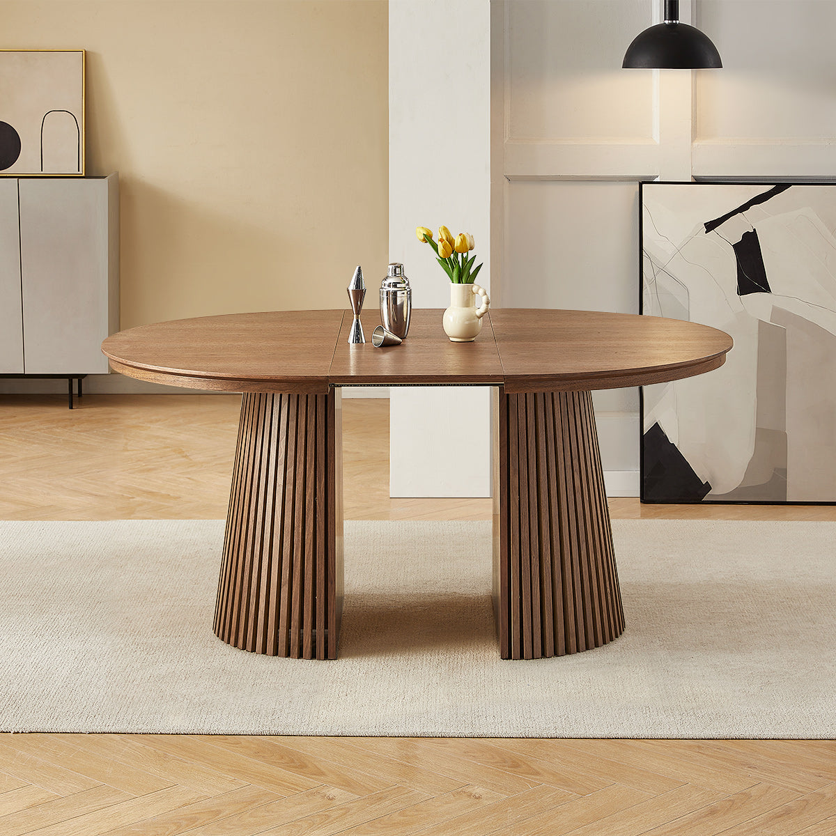 Loma 120-200cm Extending Oval Dining Table Light Walnut