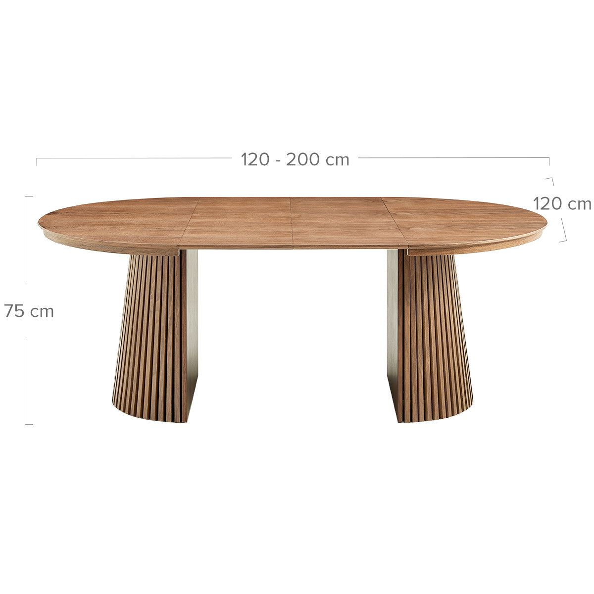 Loma 120-200cm Extending Oval Dining Table Light Walnut