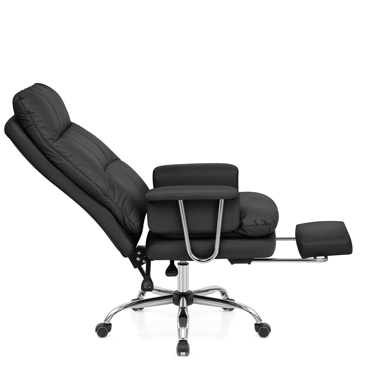 Colmar Black Eco Leather Reclining Office Chair with Footrest