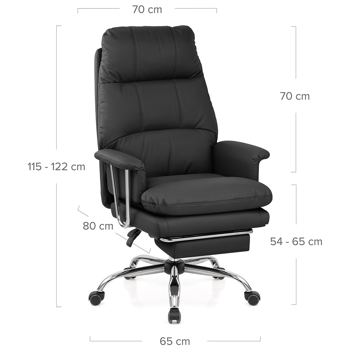 Colmar Black Eco Leather Reclining Office Chair with Footrest
