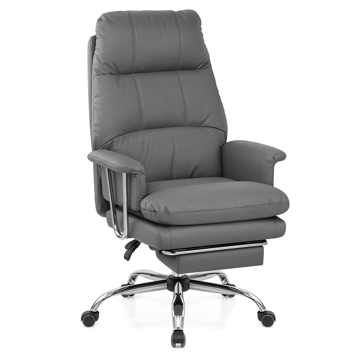Colmar Grey Eco Leather Reclining Office Chair with Footrest