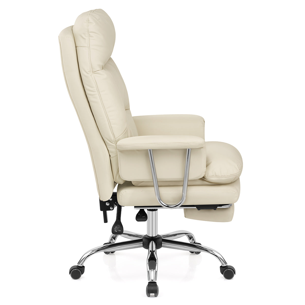 Colmar Cream Eco Leather Reclining Office Chair with Footrest