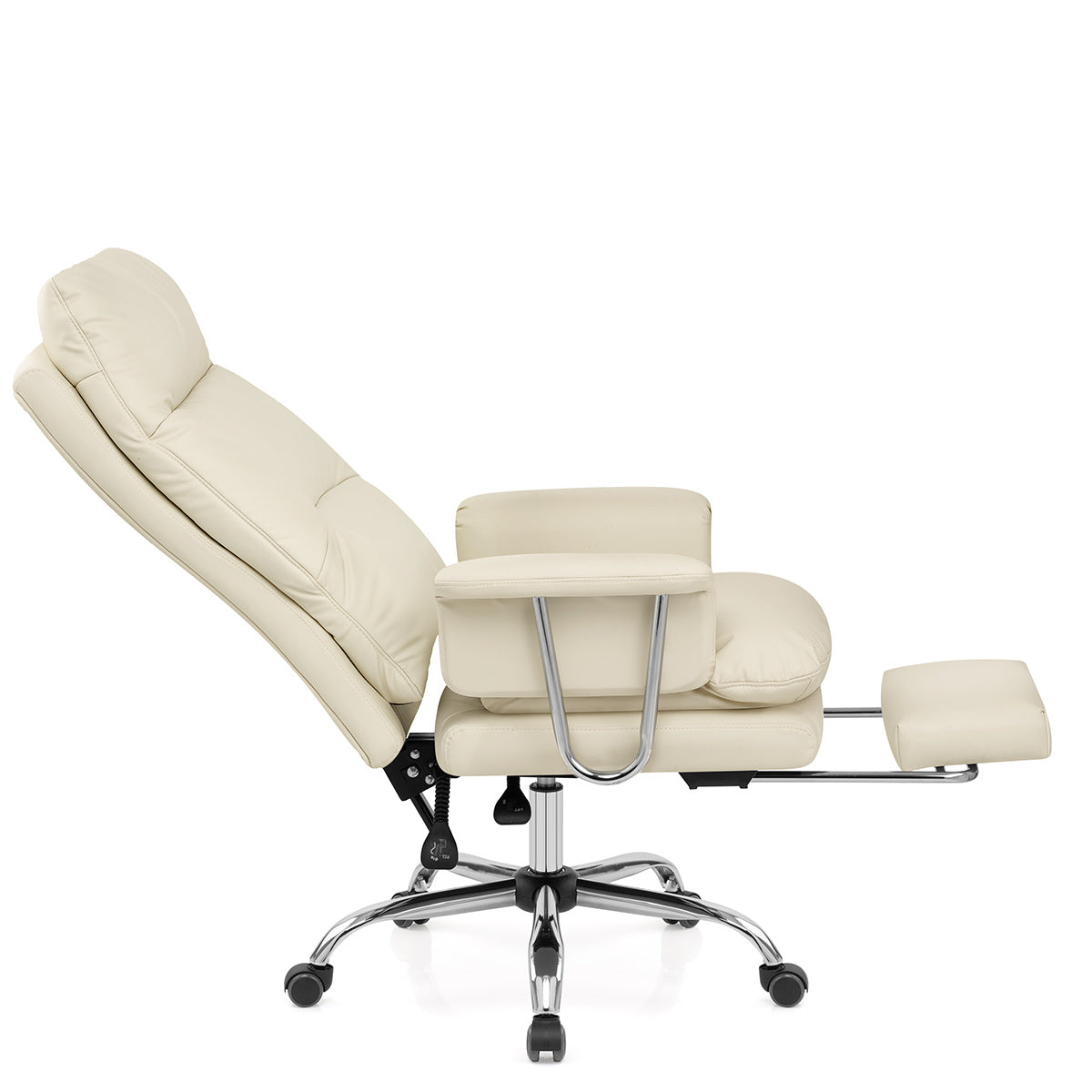 Colmar Cream Eco Leather Reclining Office Chair with Footrest