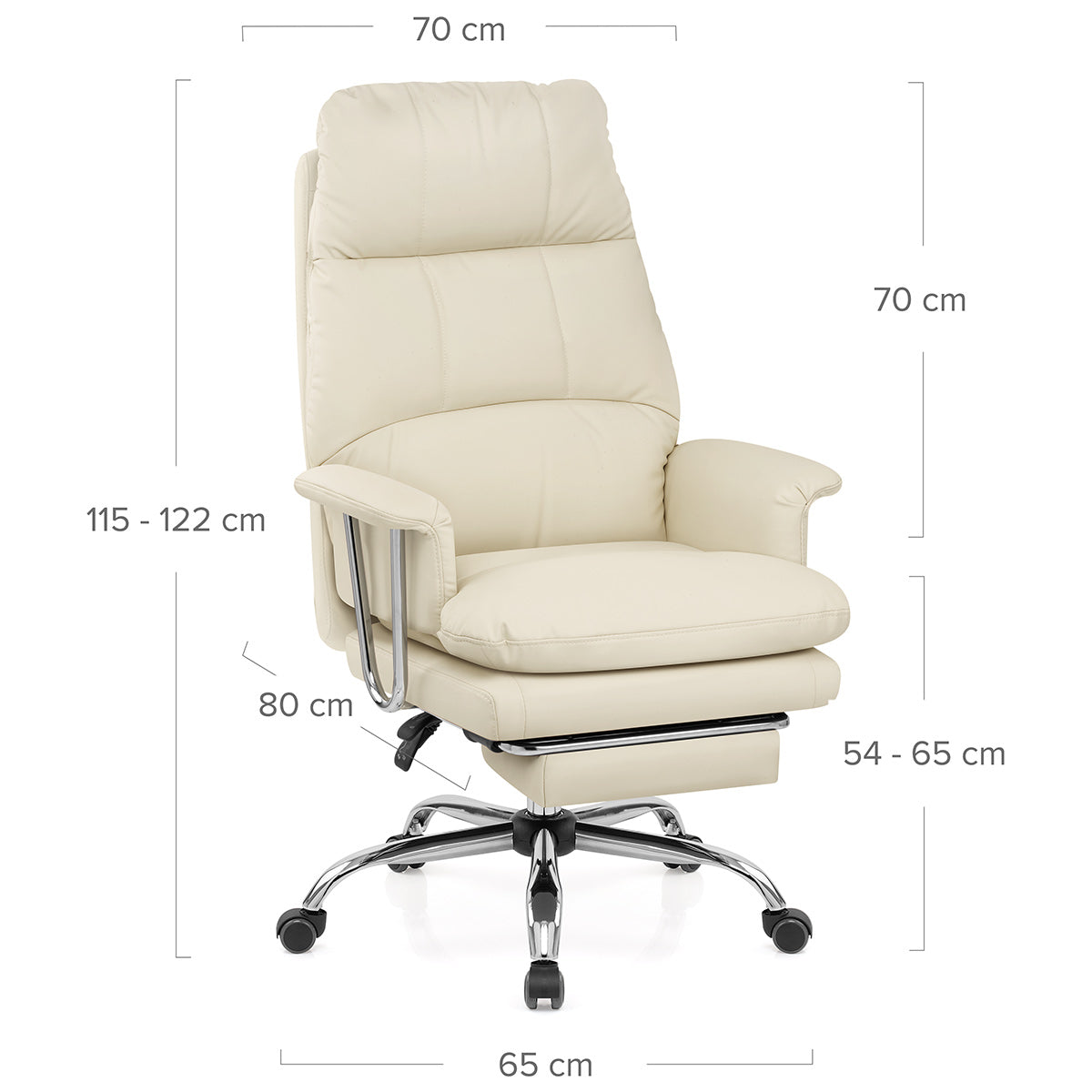 Colmar Cream Eco Leather Reclining Office Chair with Footrest