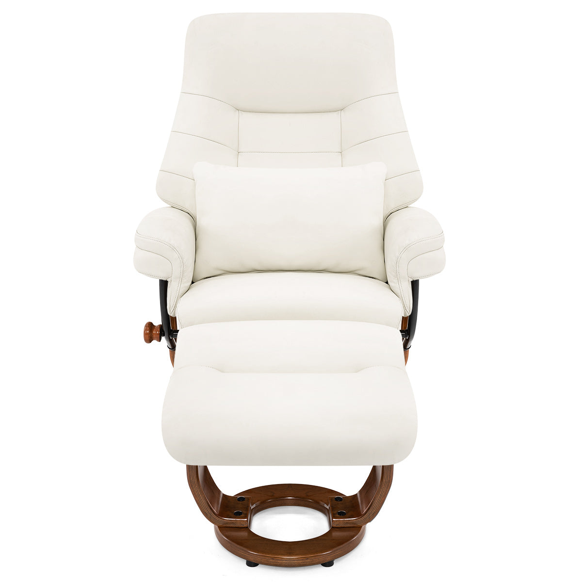 Tuscany Relaxer Chair & Stool Walnut Ivory Leather