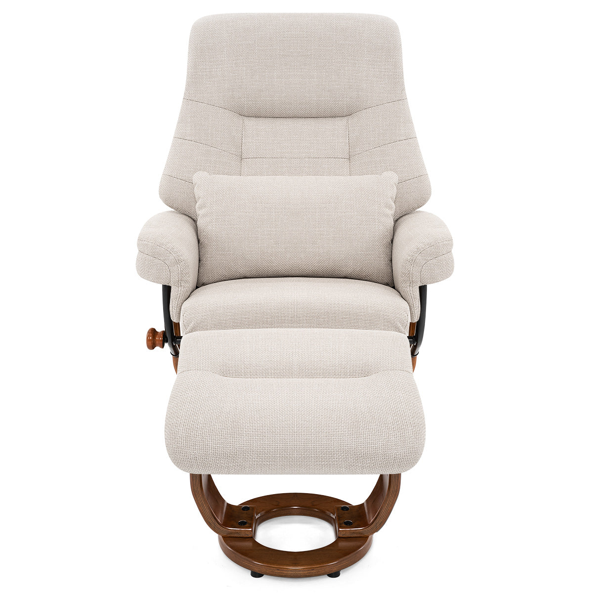 Tuscany Relaxer Chair & Stool Walnut Tweed Fabric