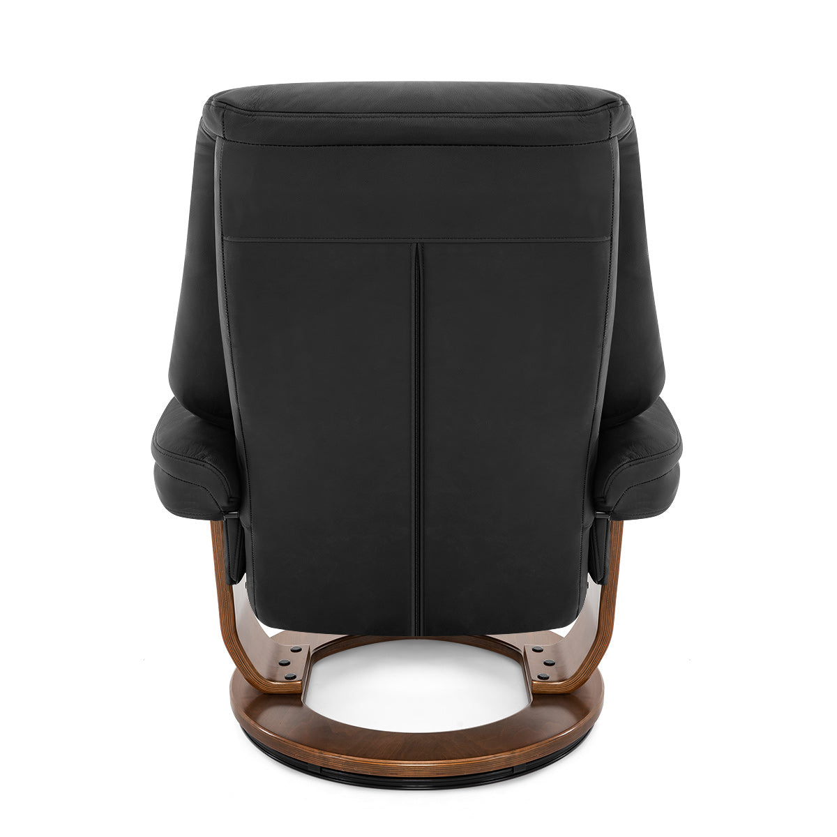 Tuscany Relaxer Chair & Stool Walnut Black Leather
