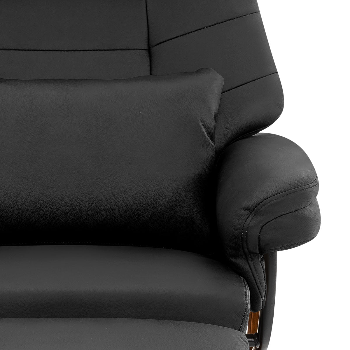 Tuscany Relaxer Chair & Stool Walnut Black Leather