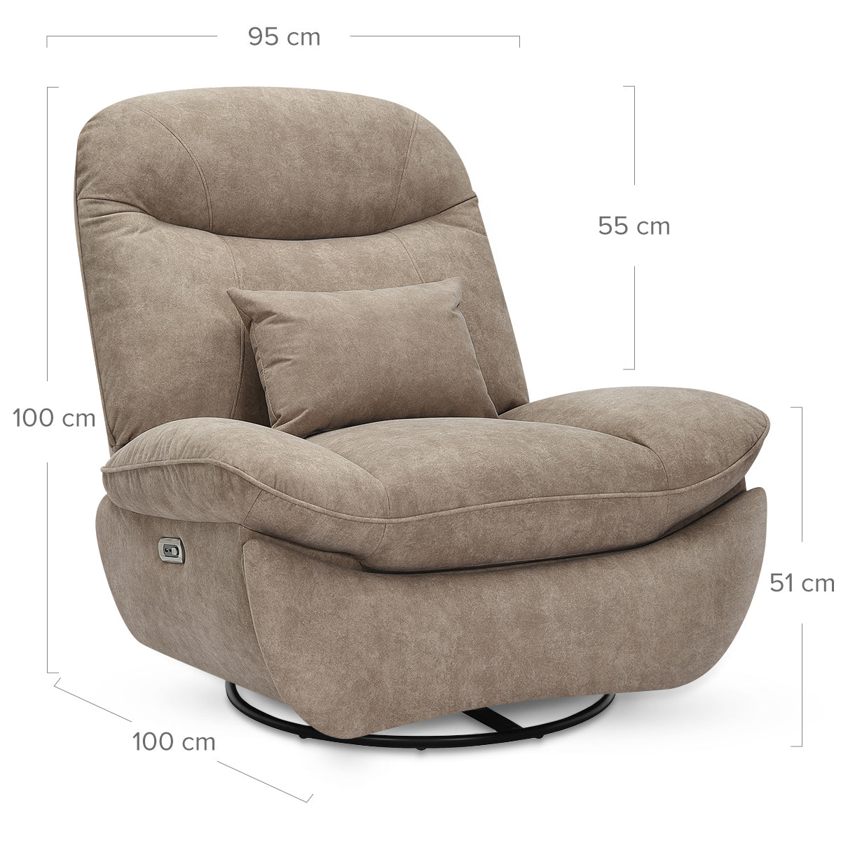 Shelley Power Rocker Recliner Chair Taupe Fabric