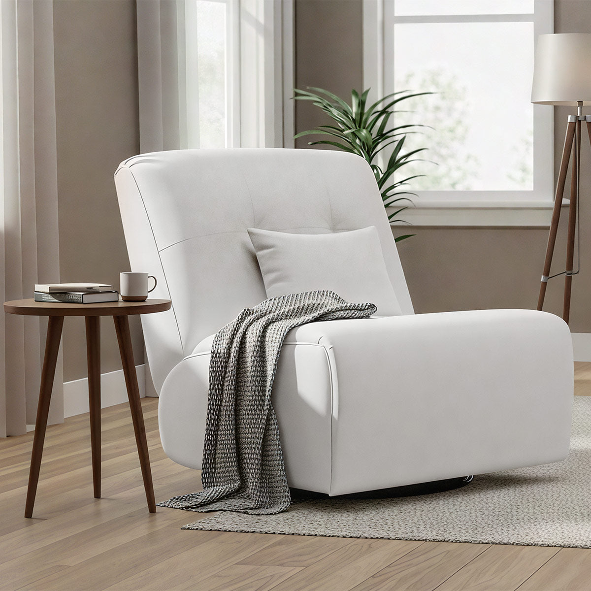 Milton Power Recliner Chair White Eco Leather