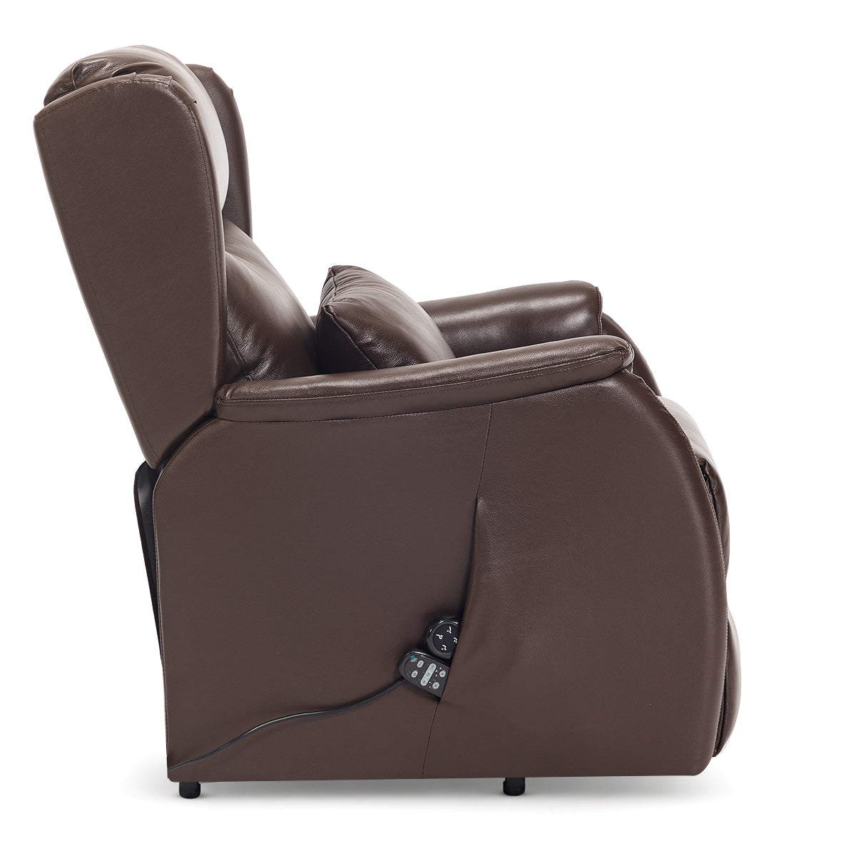 Fenton Brown Real Leather Faced Pocket Sprung Riser Recliner Chair with Heat & Massage