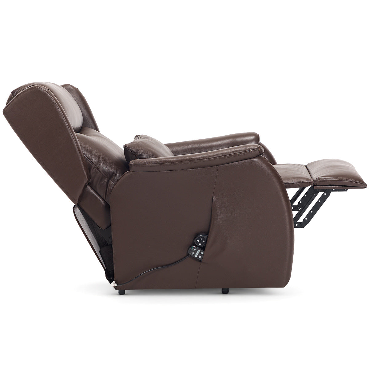 Fenton Brown Real Leather Faced Pocket Sprung Riser Recliner Chair with Heat & Massage