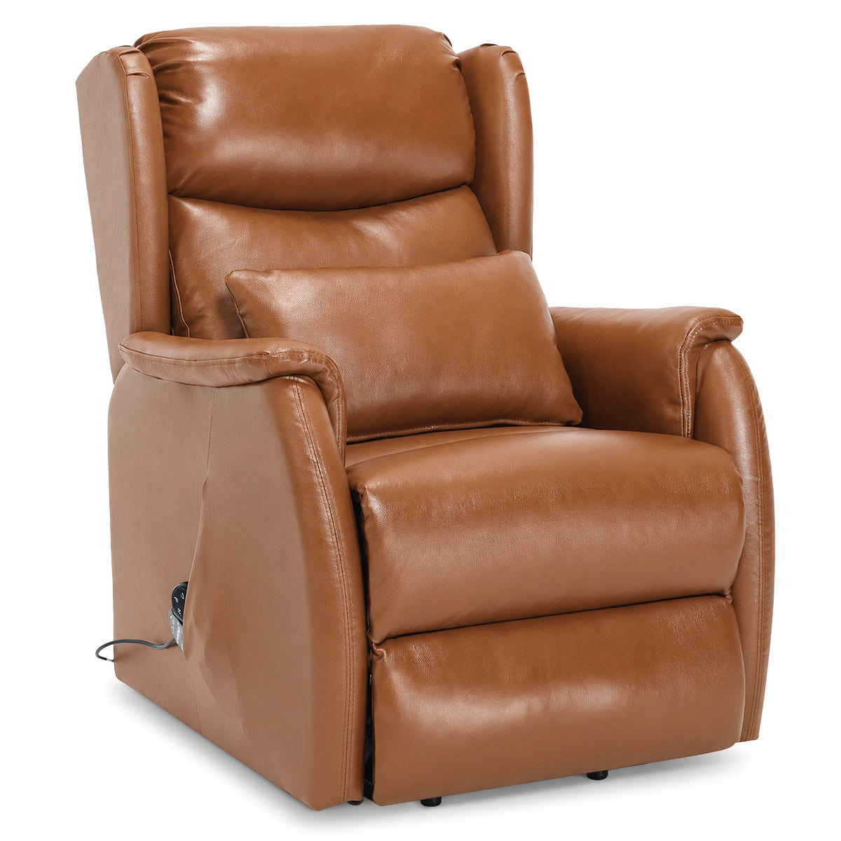 Fenton Tan Real Leather Faced Pocket Sprung Riser Recliner Chair with Heat & Massage
