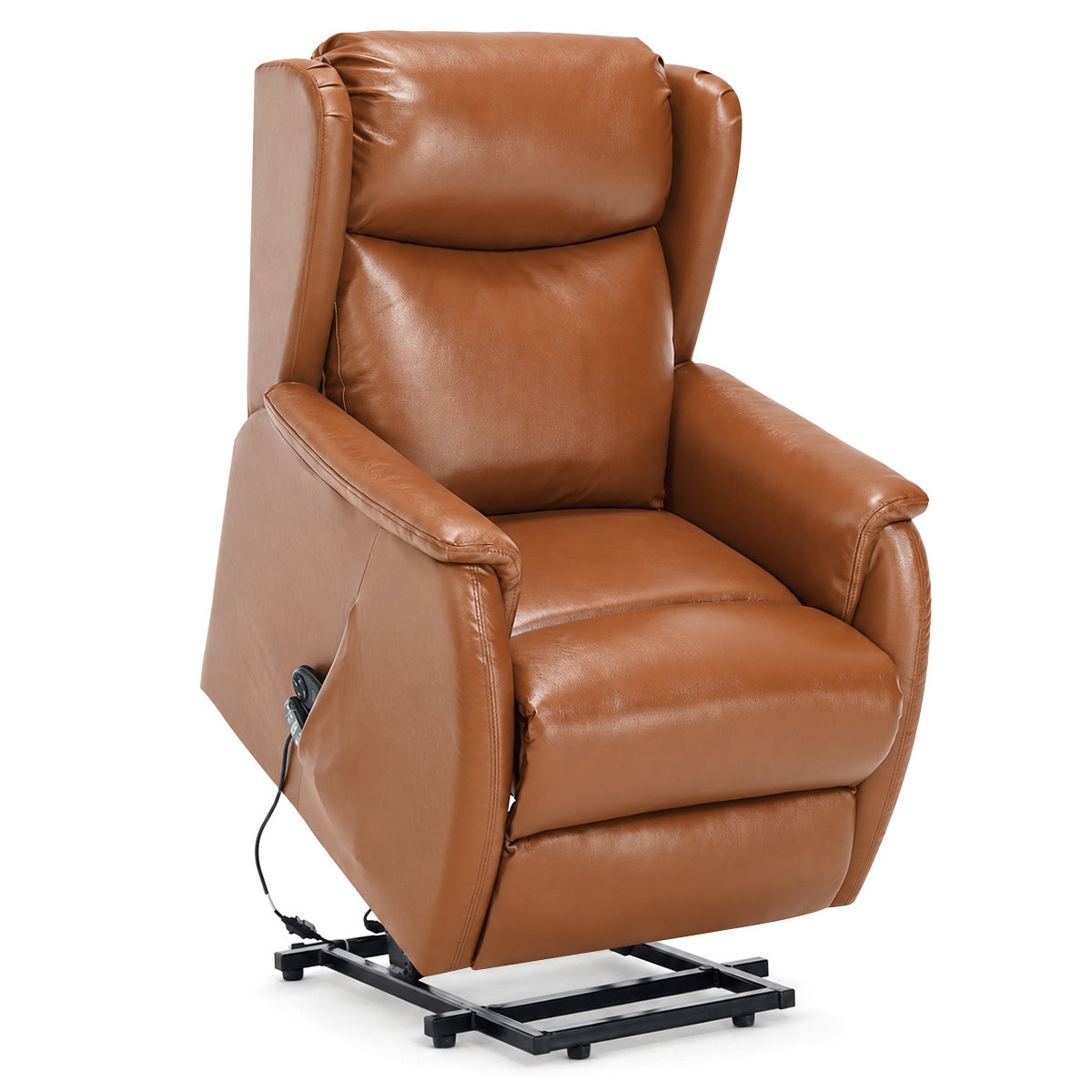 Fenton Tan Real Leather Faced Pocket Sprung Riser Recliner Chair with Heat & Massage