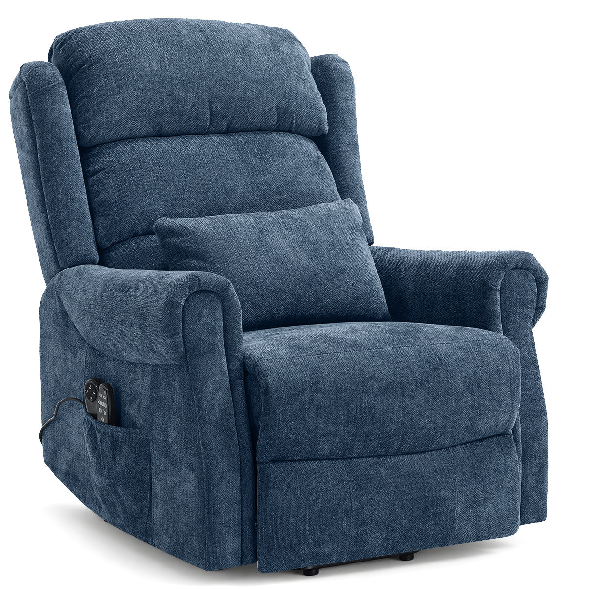 Marlow Blue Fabric Pocket Sprung Riser Recliner Chair with Heat & Massage