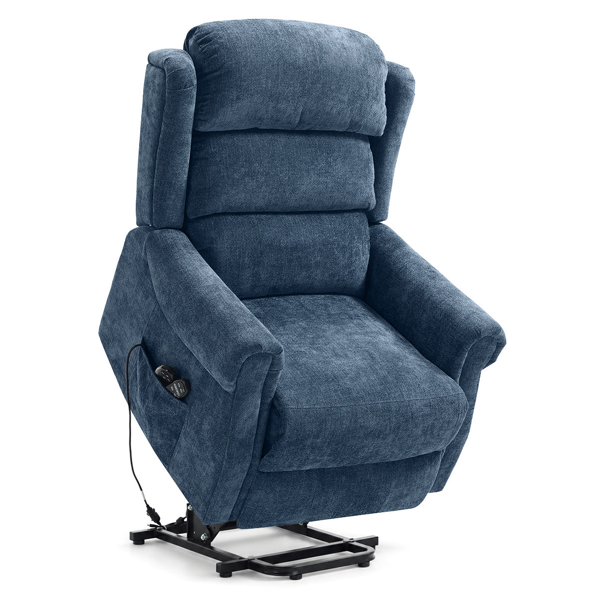 Marlow Blue Fabric Pocket Sprung Riser Recliner Chair with Heat & Massage