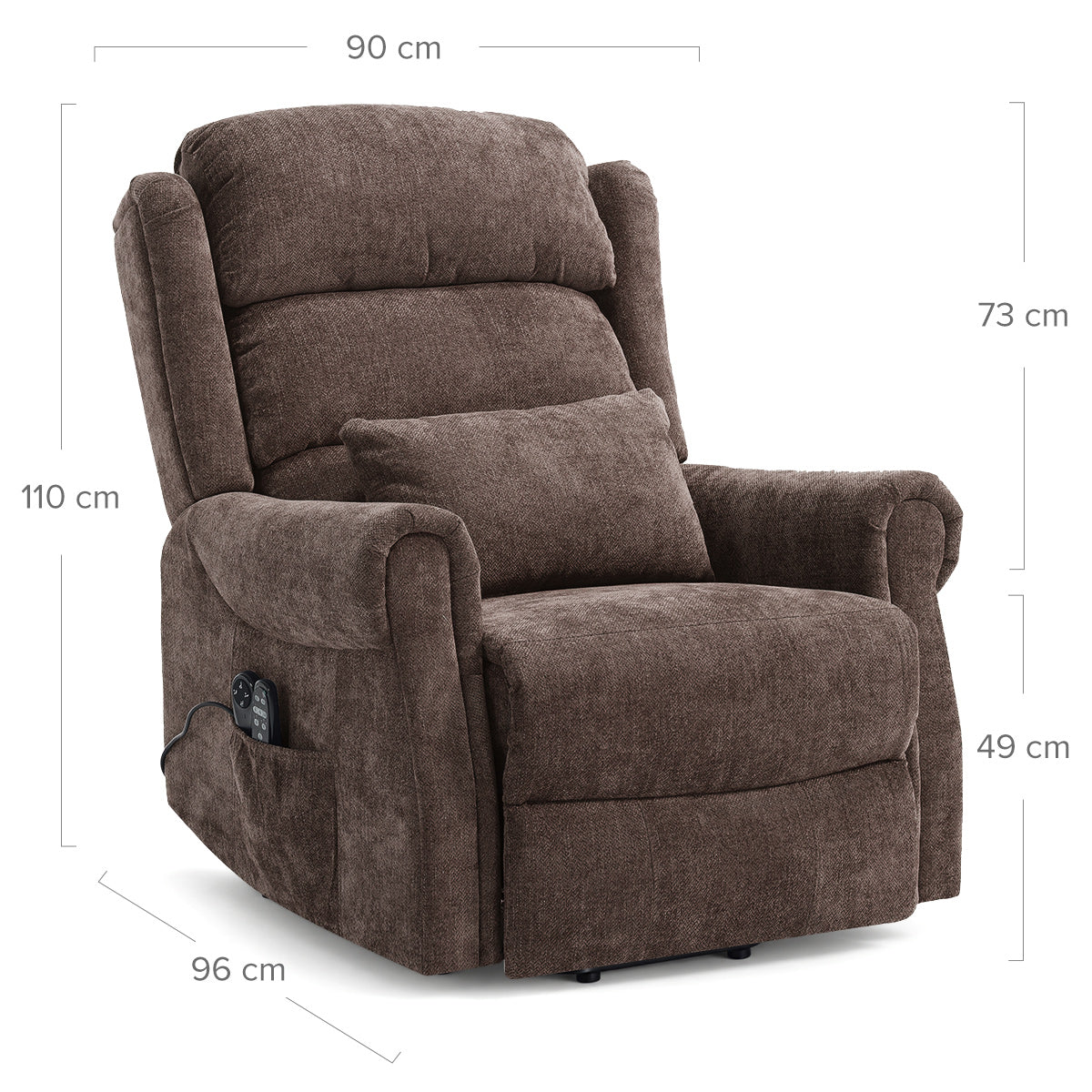 Marlow Charcoal Fabric Pocket Sprung Riser Recliner Chair with Heat & Massage