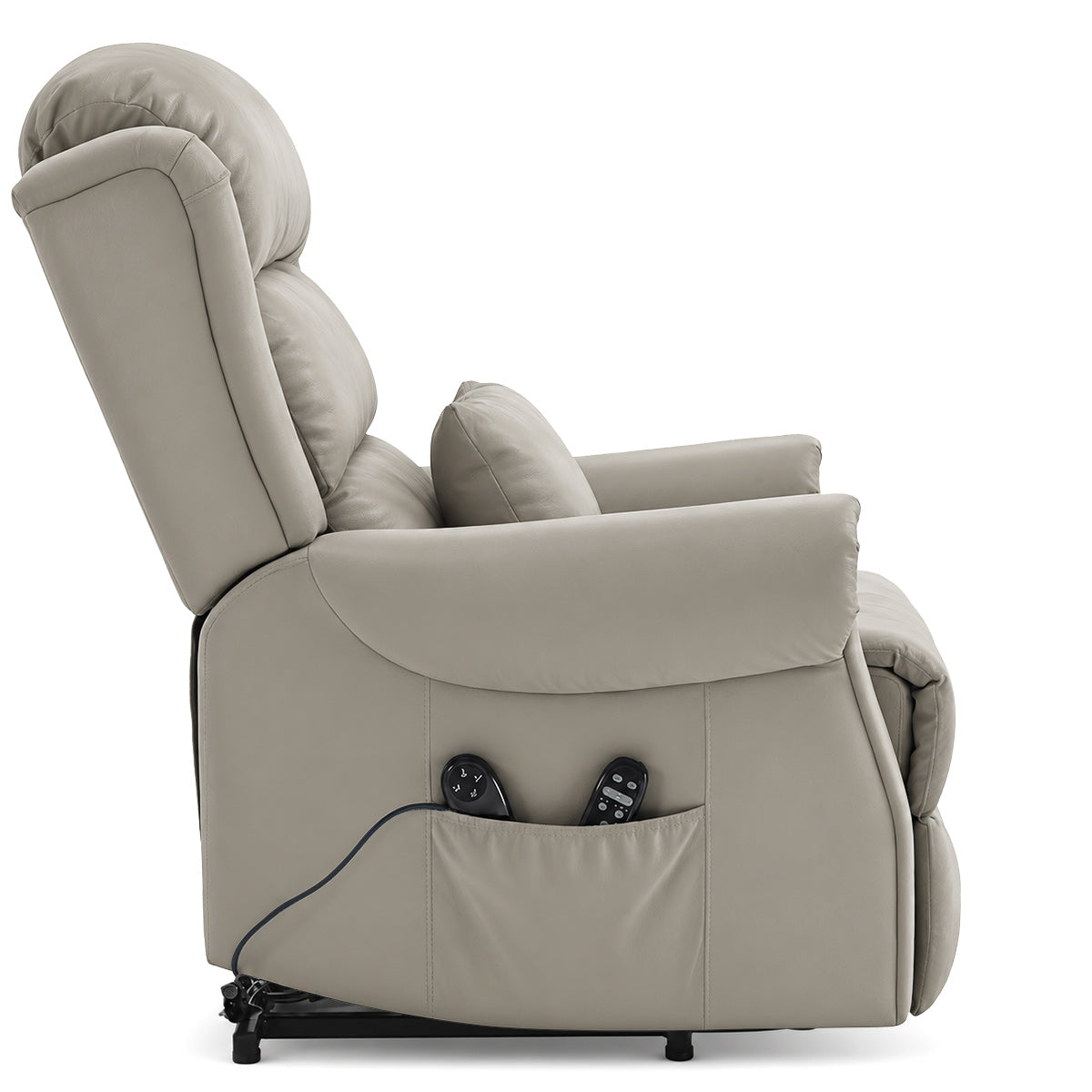 Marlow Grey Real Leather Faced Pocket Sprung Riser Recliner Chair with Heat & Massage