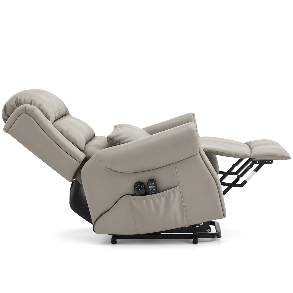 Marlow Grey Real Leather Faced Pocket Sprung Riser Recliner Chair with Heat & Massage