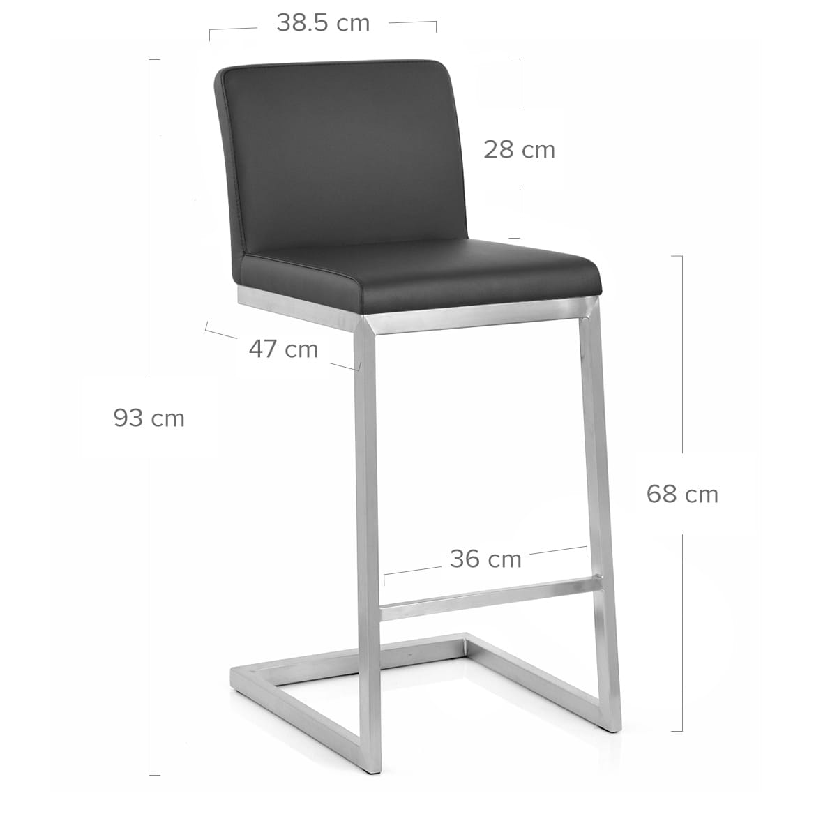 Ace Brushed Steel Stool Black