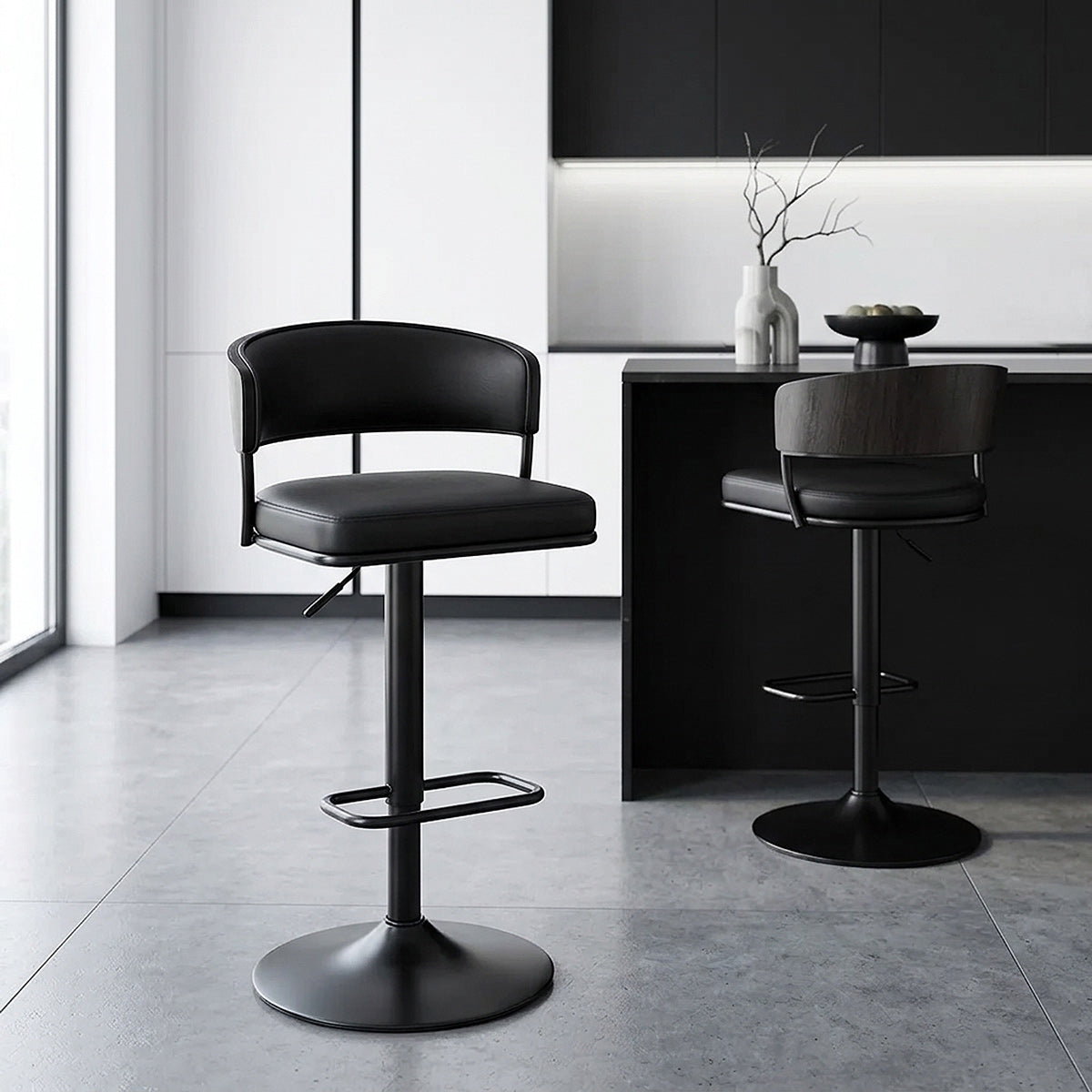 Alexa Real Leather Stool Black