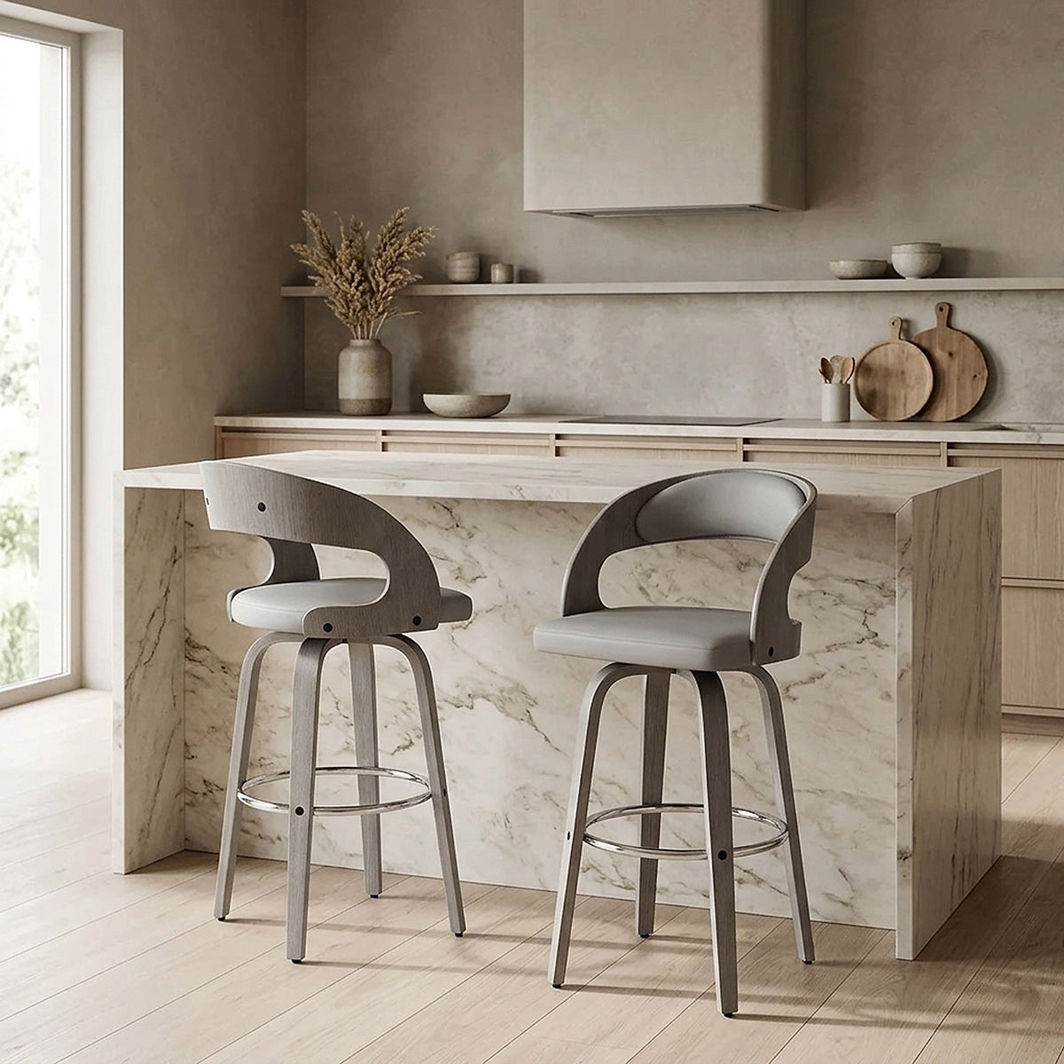 Alicia Grey Wooden Stool