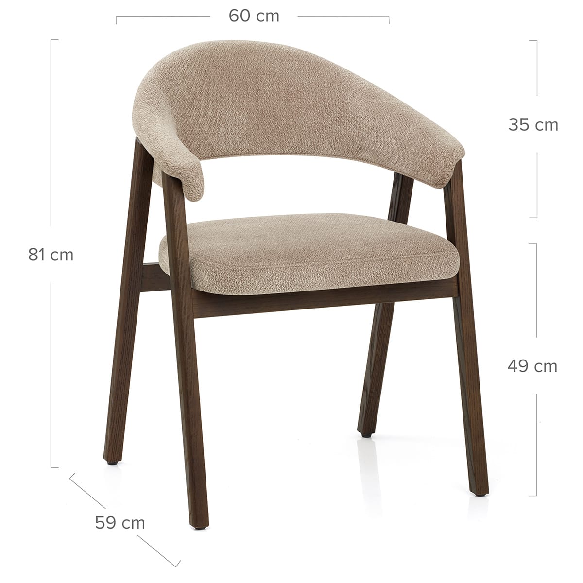 Amber Dark Oak Chair Tweed Fabric