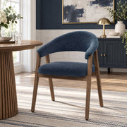 Amber Light Oak Chair Blue Fabric