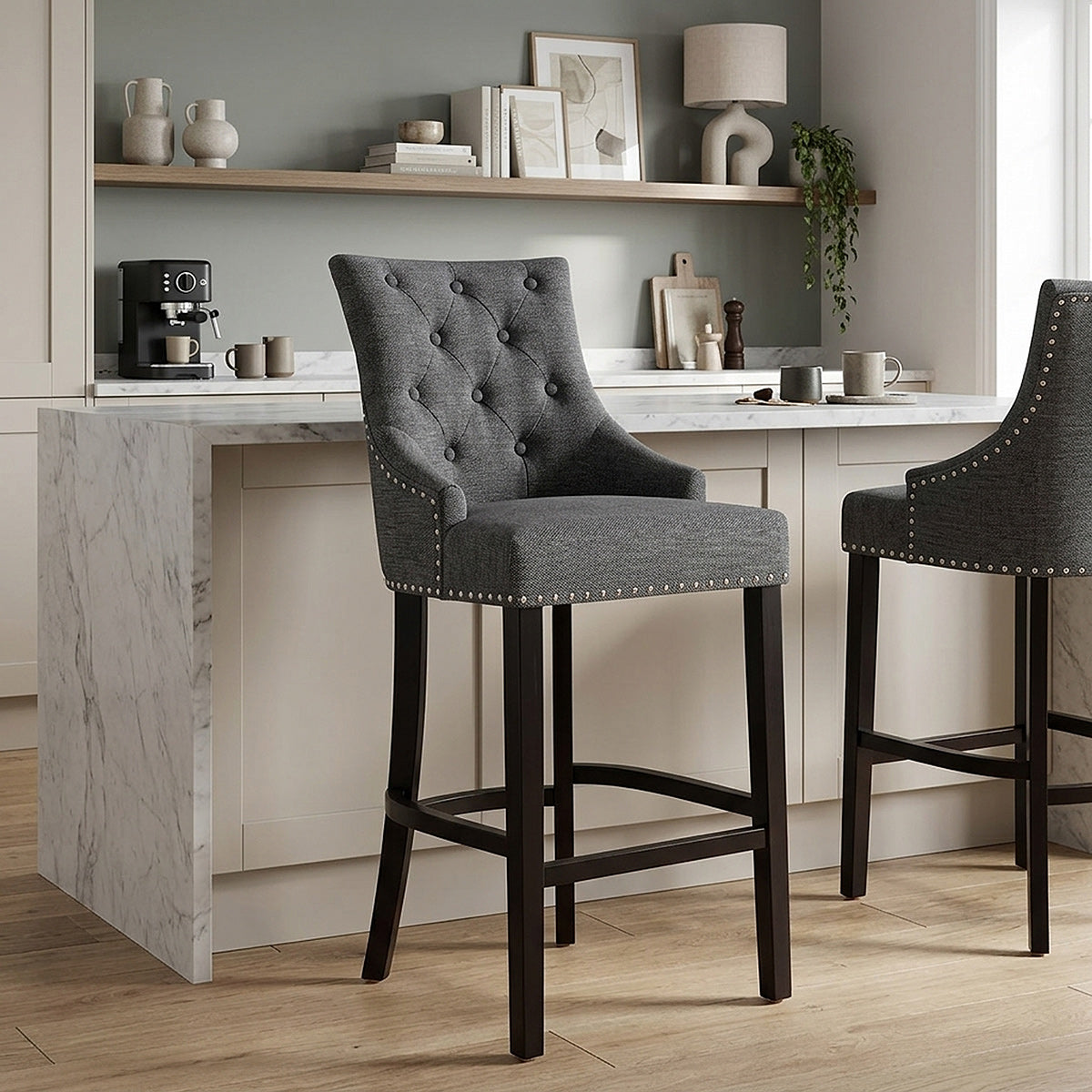 Ascot Bar Stool Charcoal Fabric